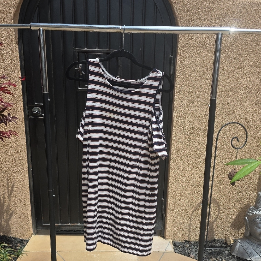 Ann Taylor Black and White Striped Dress